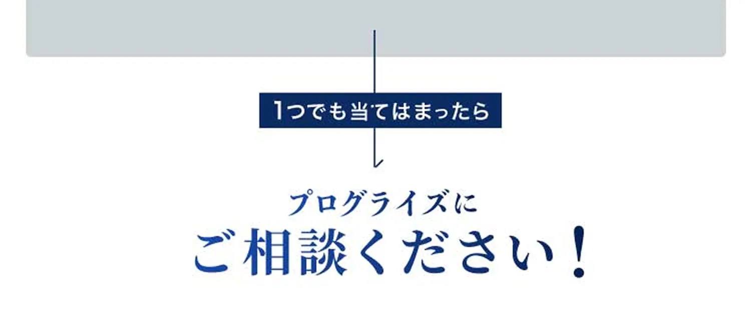 一つでも当てはまったら、プログライズにご相談ください